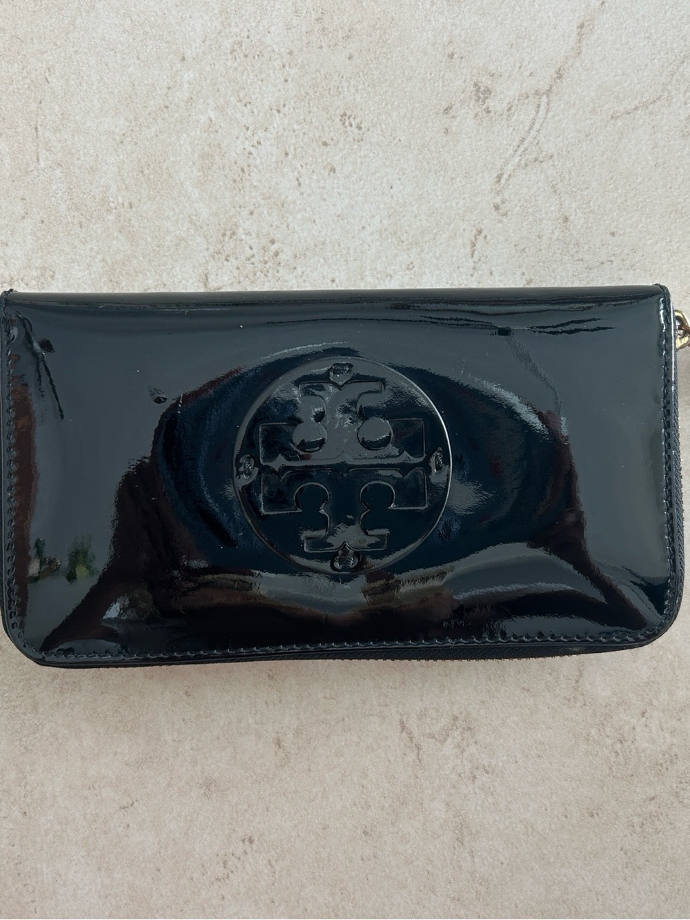 Tori Burch Black Leather wallet 8" x 4"